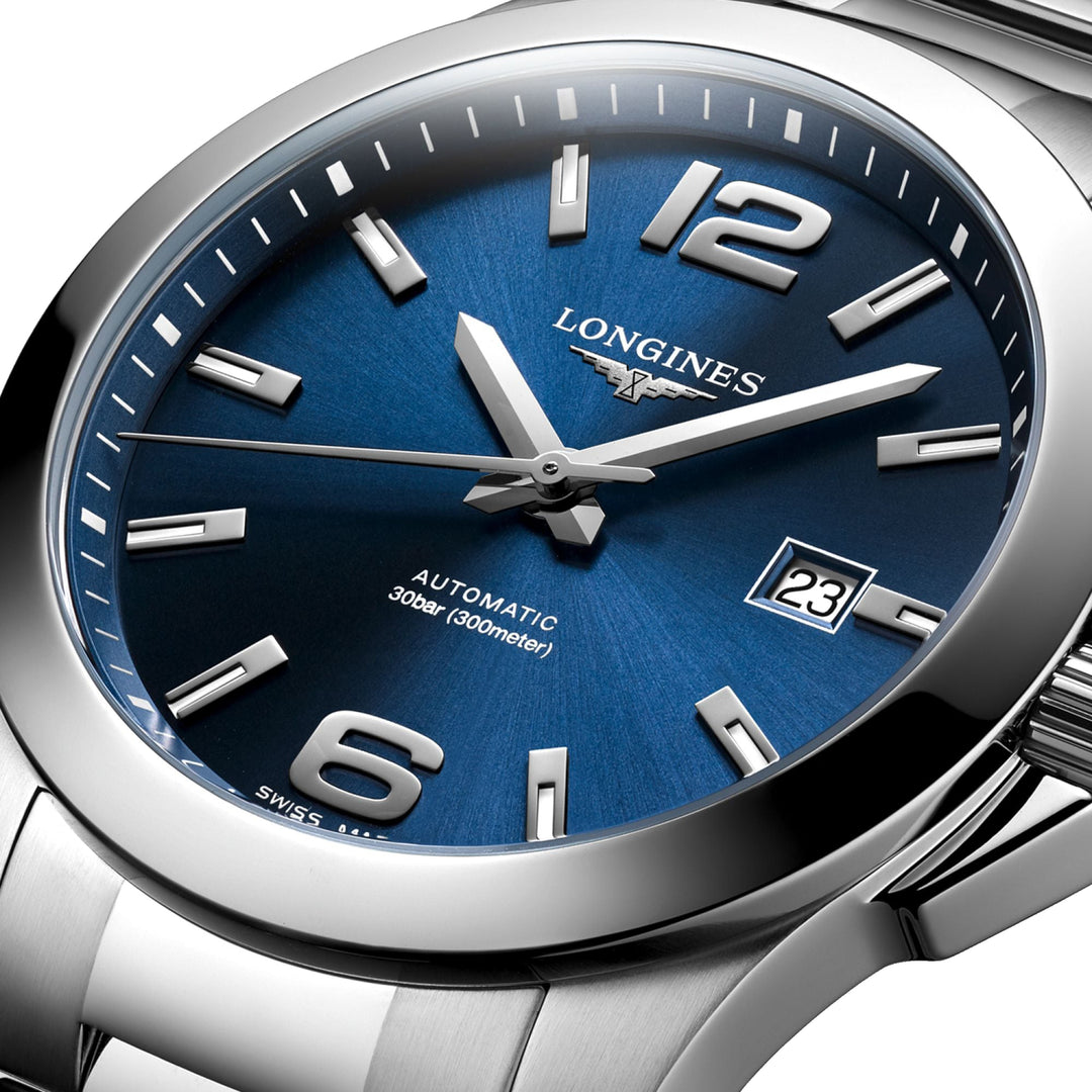 Часы Longines Conquest 41mm синий автоматический сталь L3.777.4.99.6