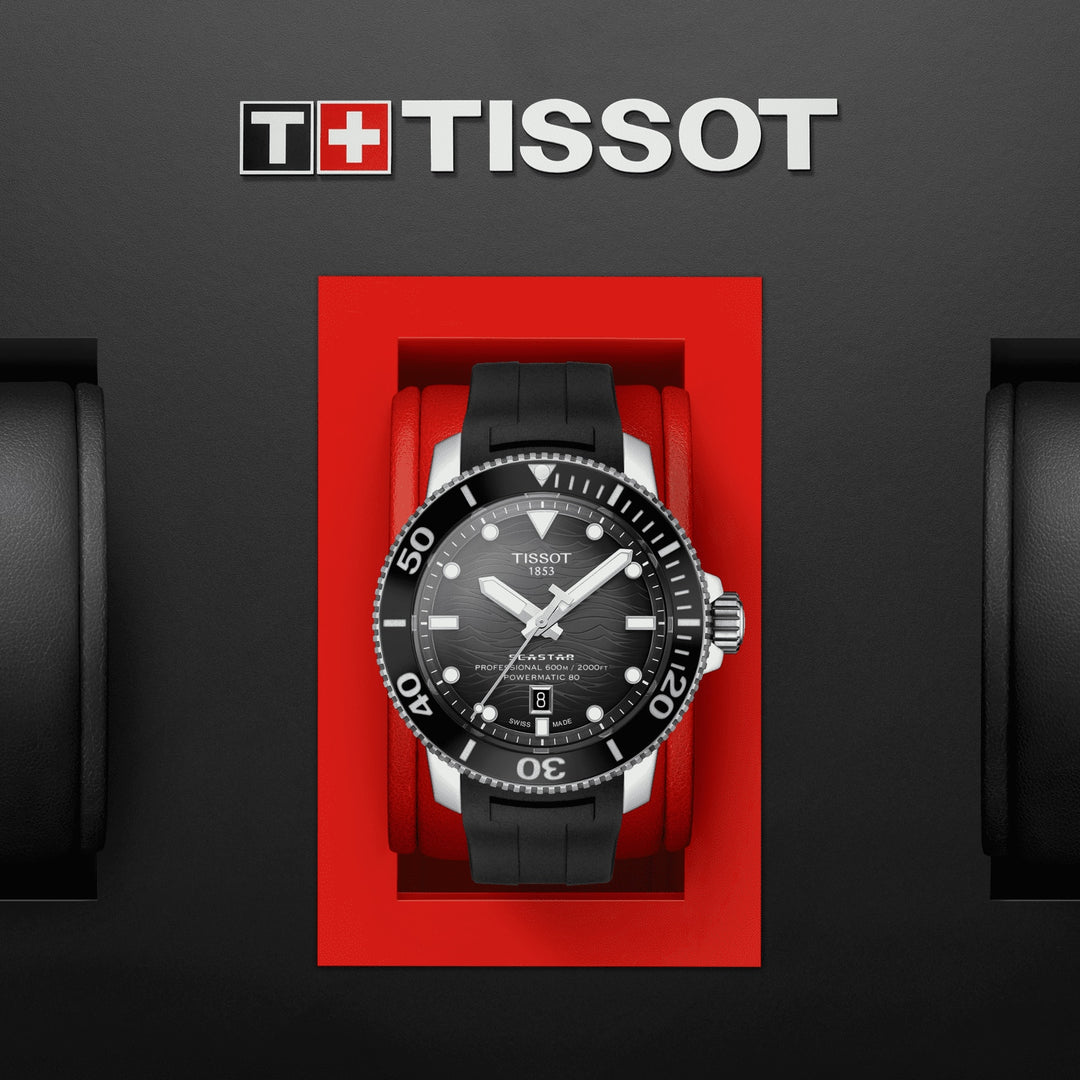 Часы Tissot Seastar 2000 Professional Powermatic 80 46mm черный автоматический сталь T120.607.17.441.00