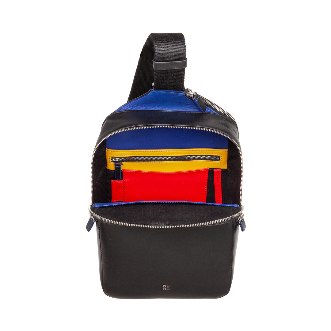 DuDu Рюкзак с одним плечом для мужчин в кожаном портфеле для планшета, Сумка для сумки с регулируемым плечевым молнией
