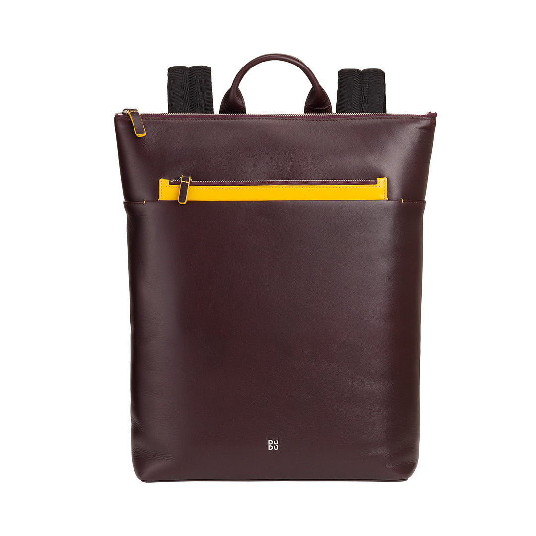 DuDu Мужской кожаный рюкзак, Портативный рюкзак MacBook до 16 дюймов, Рабочий рюкзак с молнией и крепление для рюкзака